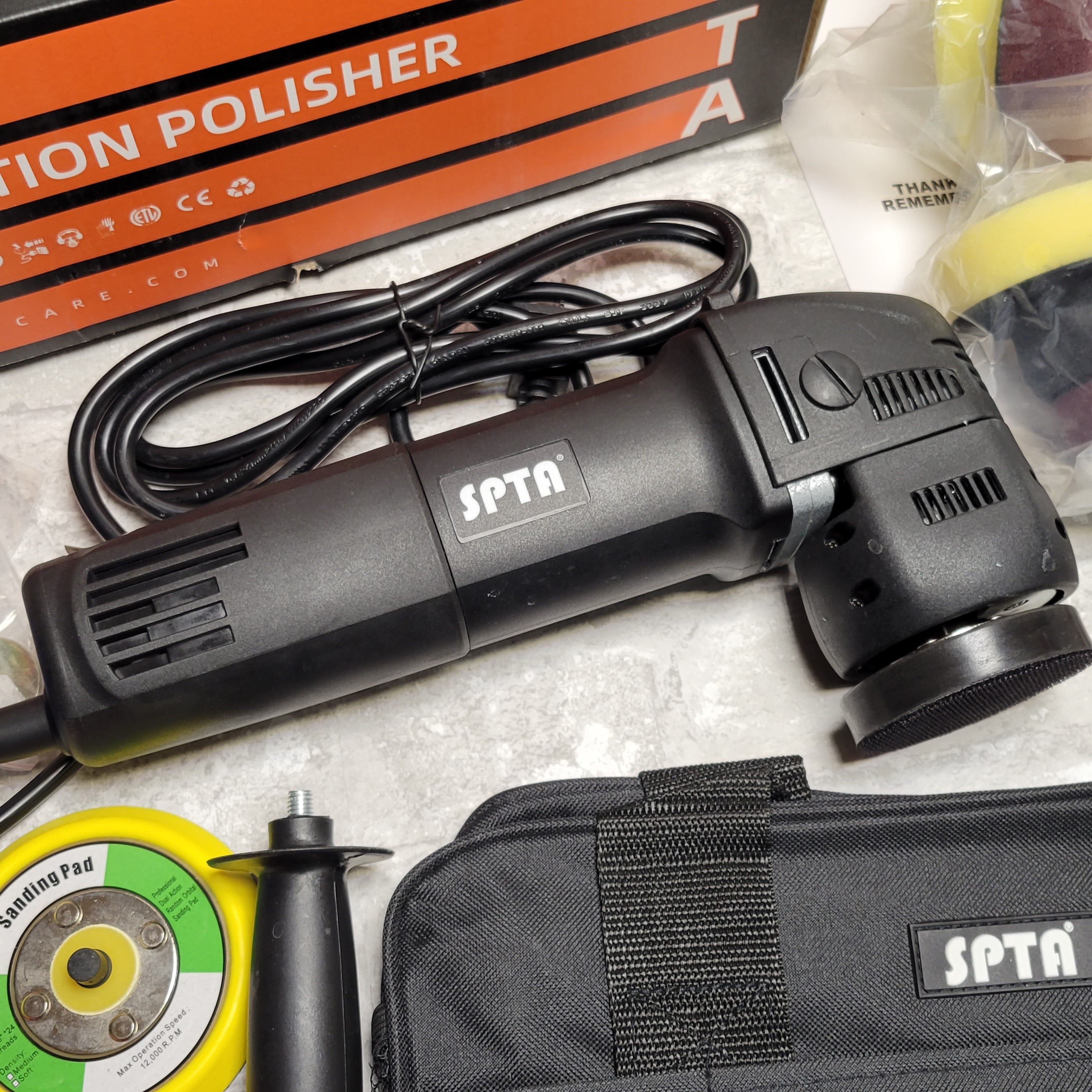 SPTA 3" Dual Action Orbital Variable Speed Car Buffer Polishing Machine Pads Kit (8029665755374)